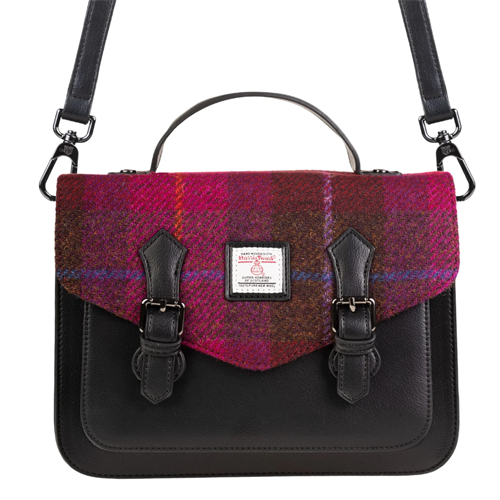 Harris Tweed Calton Satchel (Fuchsia Tartan)