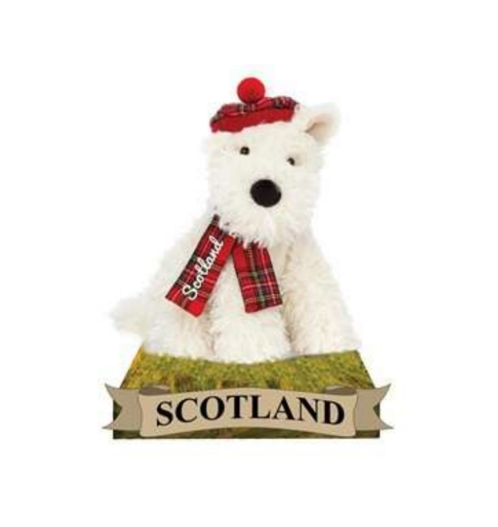 Resin Magnet - White Tartan Dog