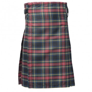 Mens Black Stewart Tartan 8 Yard Kilt