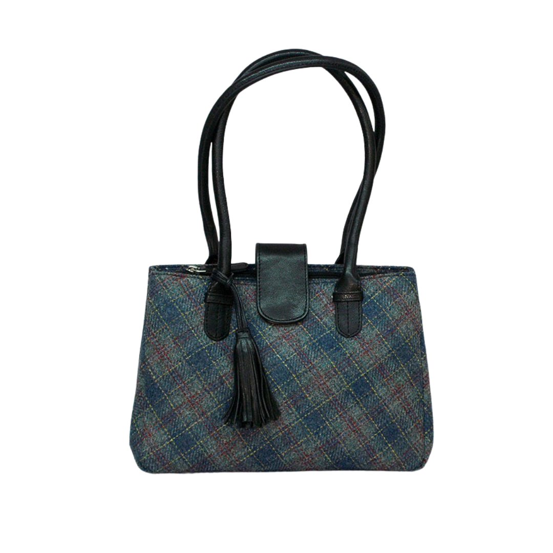 Leather Bea Handbag - Ardmore Tweed with Navy Leather