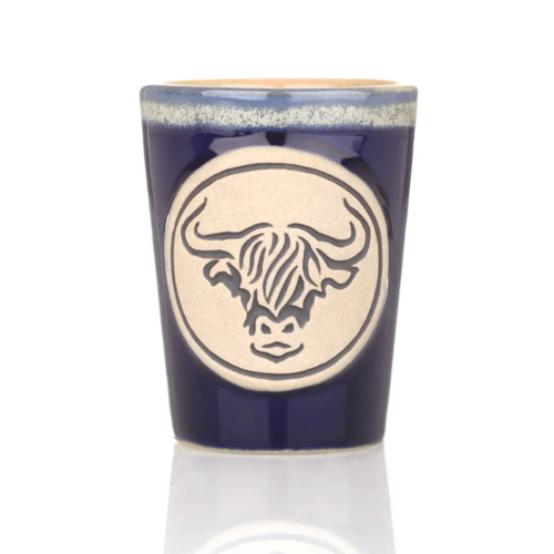Highland Cow Shot Glass Stoneware (Blue)