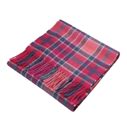 Edinburgh 100% Cashmere Scarf (Buchanan Mix Raspberry)