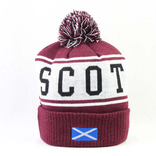 Scotland Pom Pom Ski Hat (Maroon)
