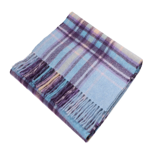 Edinburgh 100% Cashmere Scarf (Carnival Check Glacier)