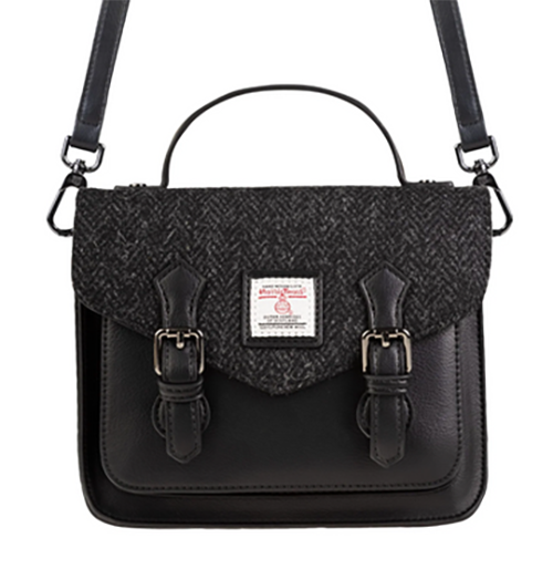 Harris Tweed Calton Satchel (Black Herringbone)