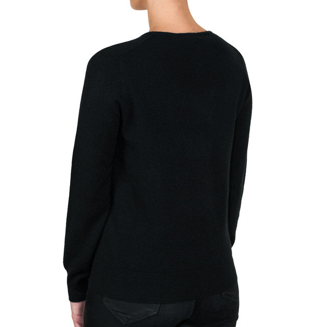 Cashmere V Neck Jumper, Ladies, Black