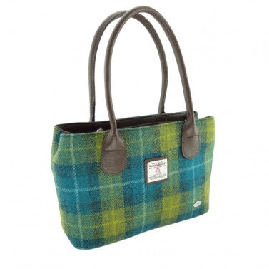 Cassley' Tartan Classic Handbag In Sea Blue And Green Check
