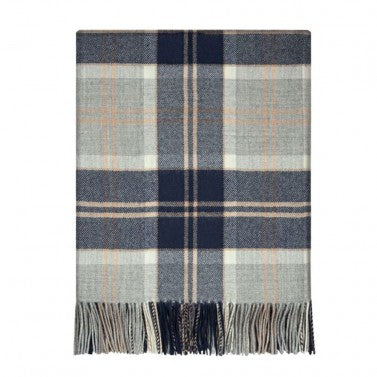 Lochcarron 100% Lambswool Bannockbane Grey Tartan Blanket