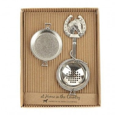 Orchid Design Tea Strainer with Horse Handle