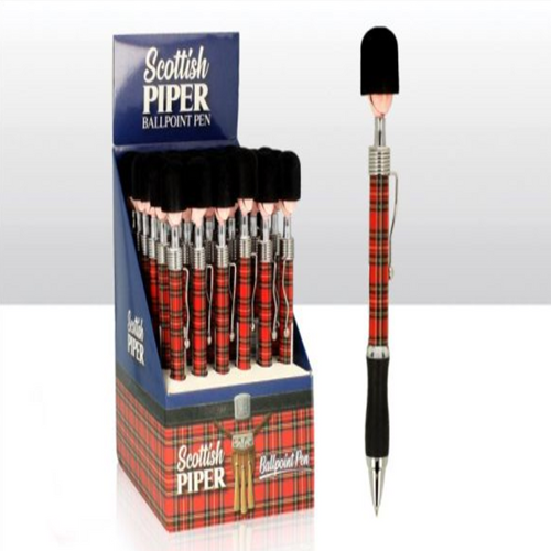 Piper Head Pen With Tartan Barrel