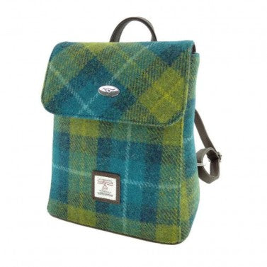 Tummel' Mini Backpack Bag in Sea Blue And Green Check